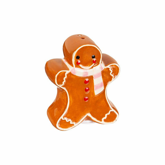 Plow & Hearth Sugar & Stripes Bright Salt and Pepper Shaker Ceramic Gingerbread, Set