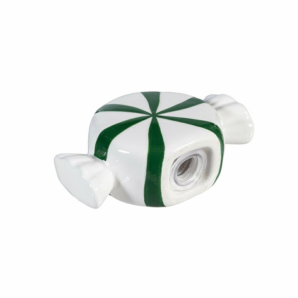 Plow & Hearth Sugar & Stripes Bright Salt & Pepper Shakers Ceramic Peppermint Candy,