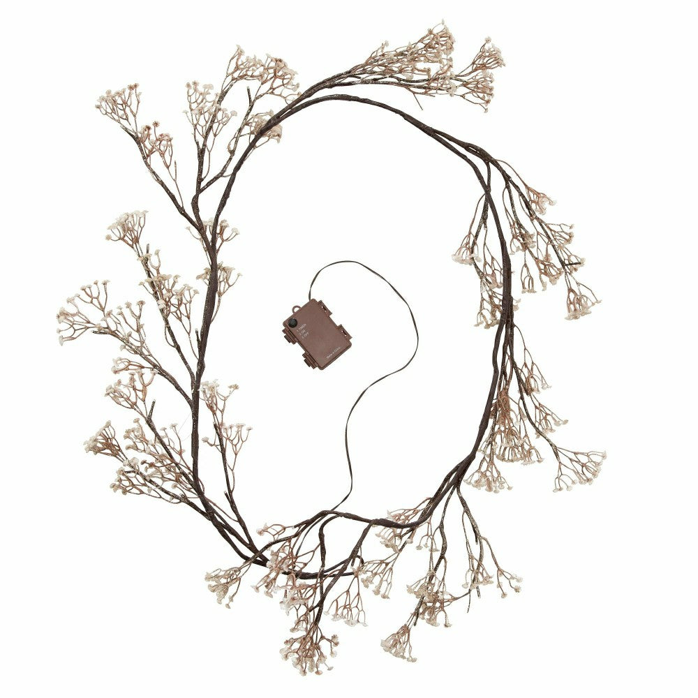 Plow & Hearth Indoor/Outdoor Lighted Baby's Breath Garland with Timer