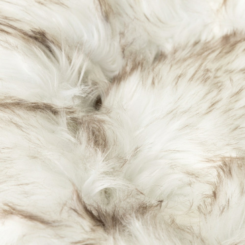 Plow & Hearth PupPouf™ Faux Fur Donut Dog Bed - White with Brown Accents