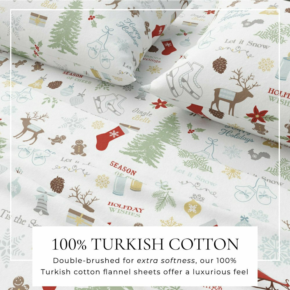 Plow & Hearth 4-Piece Turkish Cotton Flannel Sheet - Whittaker Collection