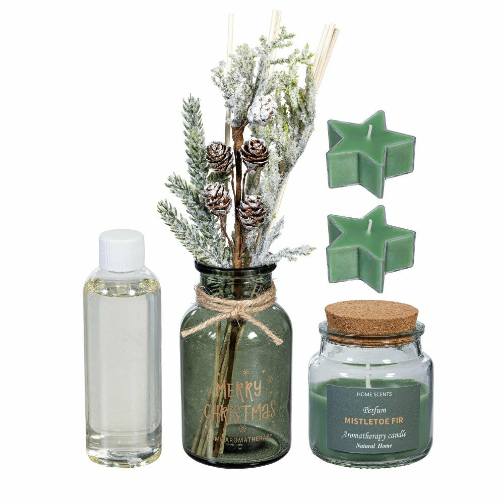 Plow & Hearth Shades of Emerald Candle and Diffuser, Soy Blend Wax Candle and Diffus