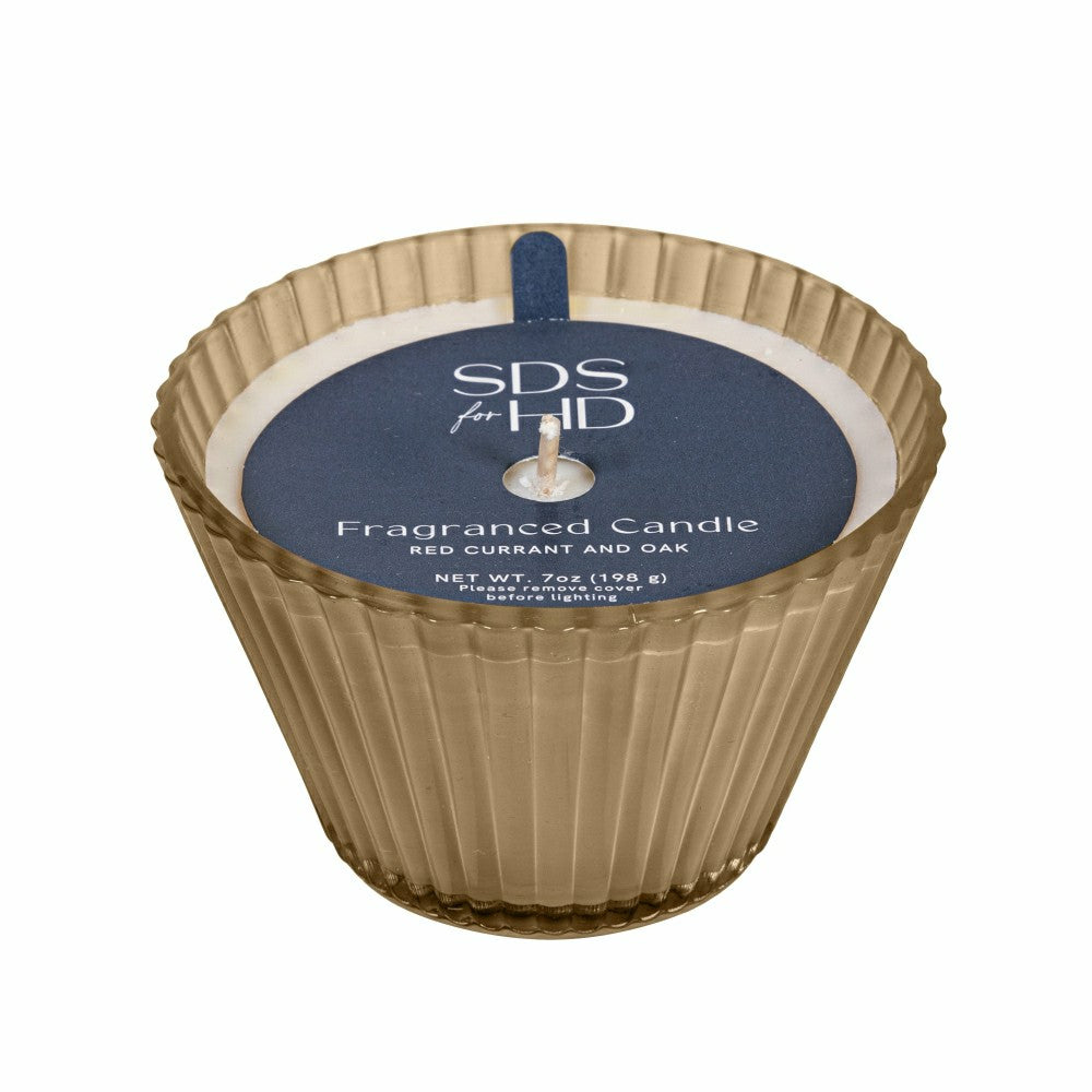 Plow & Hearth Ribbed Cupcake Glass Candle, Cocoa