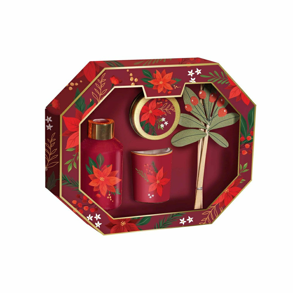 Plow & Hearth Heartfelt Cheer Candle and Diffuser, Soy Blend Wax Candle and Diffuser