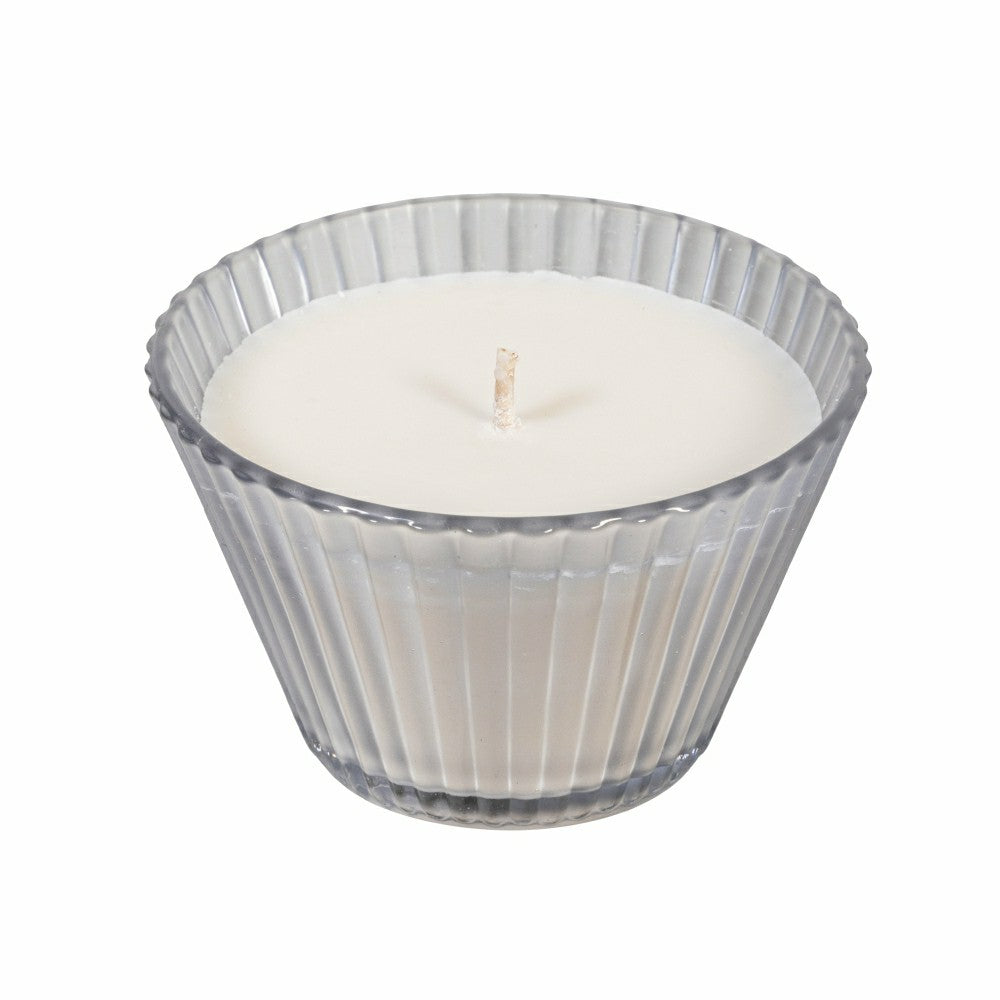 Plow & Hearth Ribbed Cupcake Glass Candle, Ancient Water