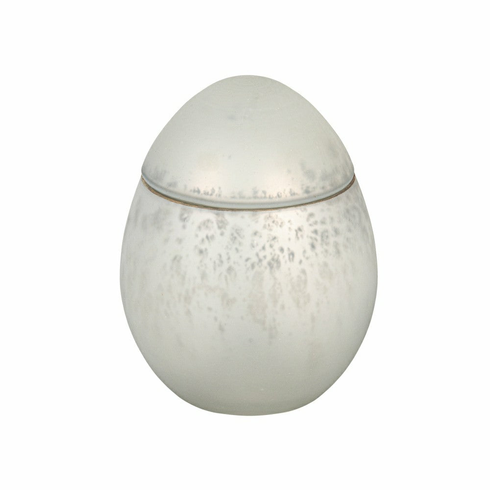 Plow & Hearth Hop Into Spring Egg Mercury Glass Candle Bright White