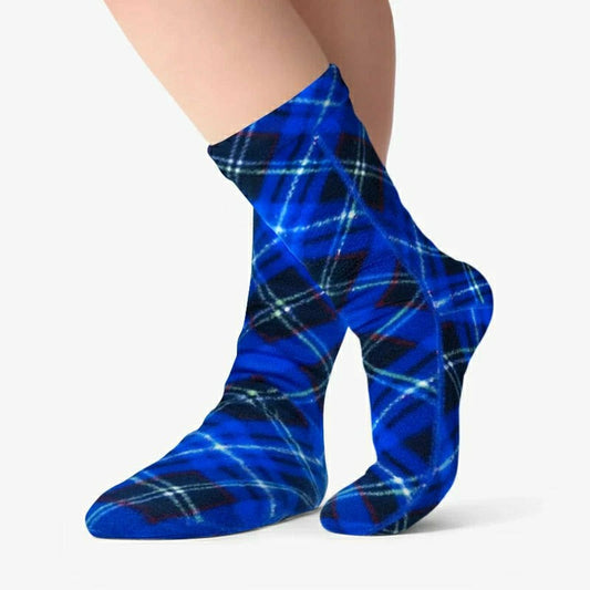 Plow & Hearth Polar Feet Adult Socks - Blue Argyle