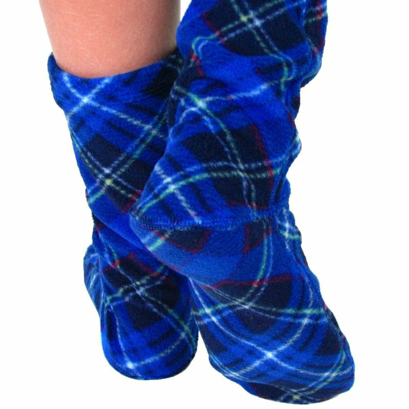 Plow & Hearth Polar Feet Adult Socks - Blue Argyle