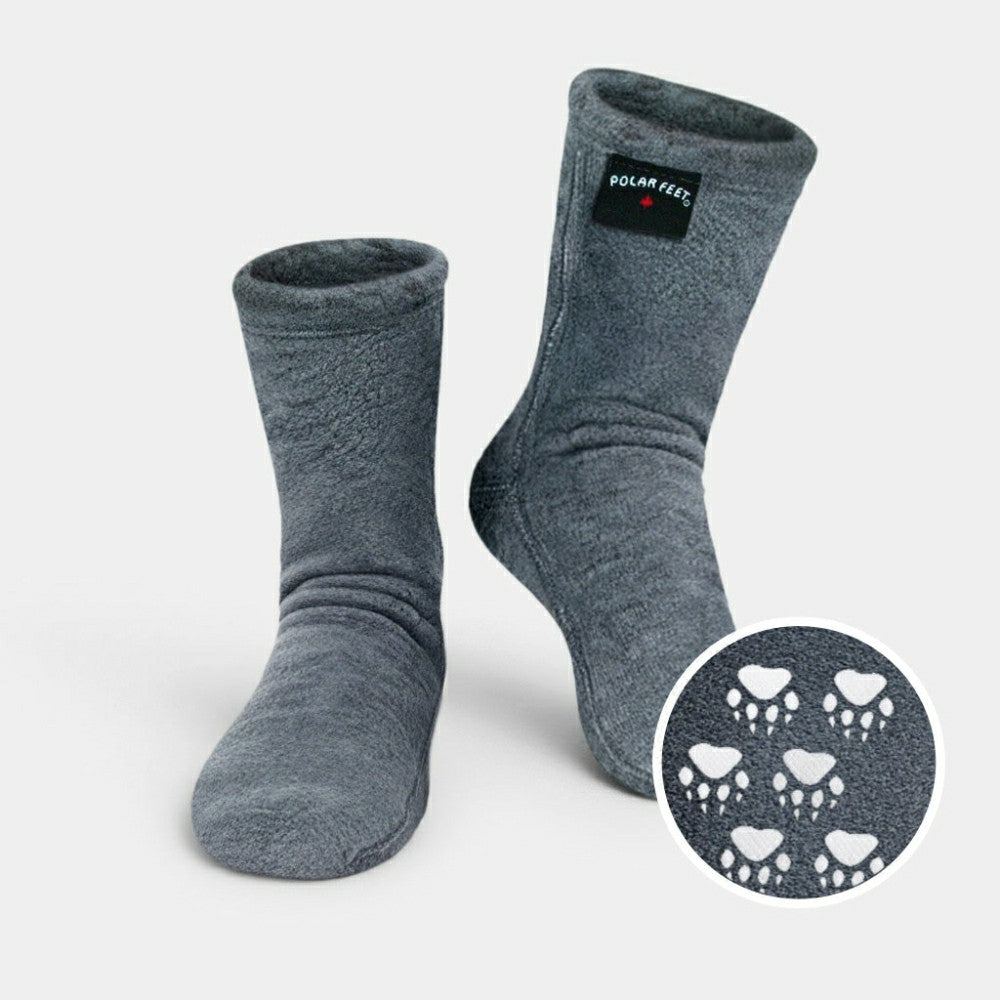 Plow & Hearth Polar Feet Fleece Socks - Soft Grey