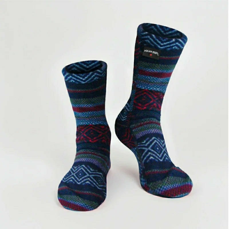 Plow & Hearth Polar Feet SUPER STRETCHY Fleece Socks - Nordic