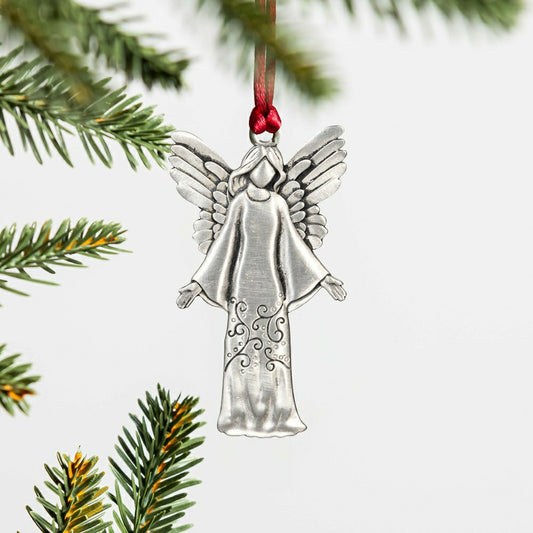 Plow & Hearth Nativity Ornament Solid Pewter Angel, 3"H