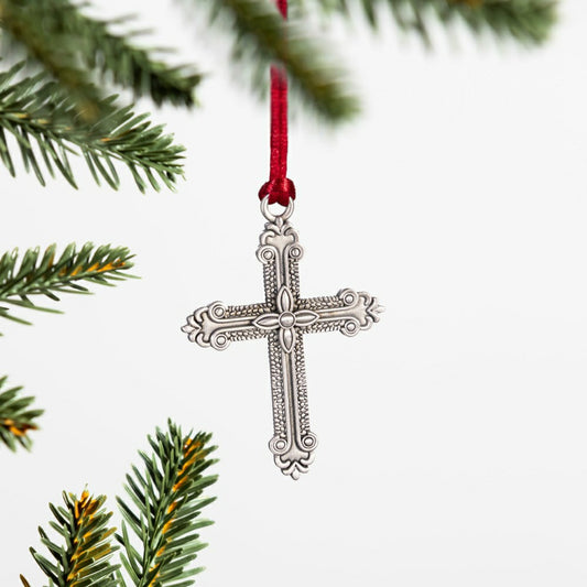 Plow & Hearth Cross Solid Pewter Ornament