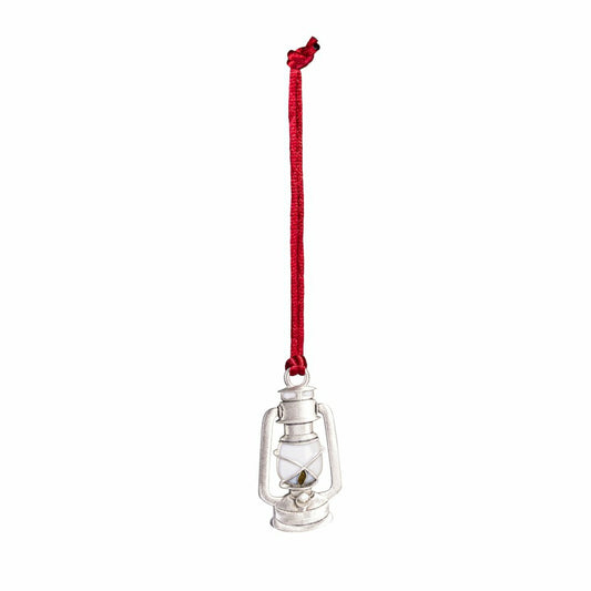 Plow & Hearth Holly Homestead Ornament Solid Pewter Lantern, 2.28"H