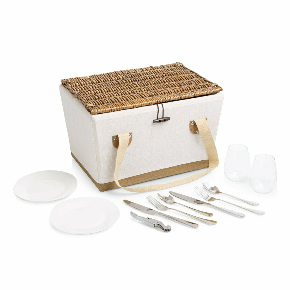 Plow & Hearth Lemongrove Picnic Basket for 2 - Bees & Lemons