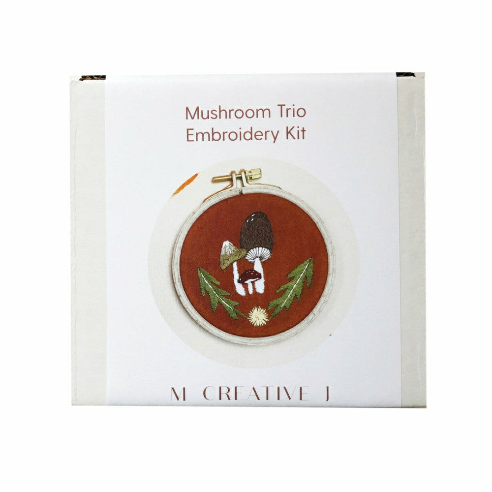 Plow & Hearth Mushroom Trio - Intermediate Embroidery DIY Craft Kit