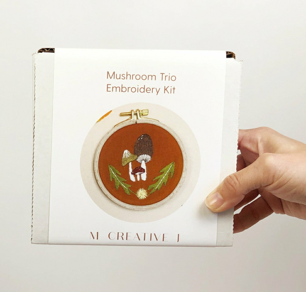 Plow & Hearth Mushroom Trio - Intermediate Embroidery DIY Craft Kit