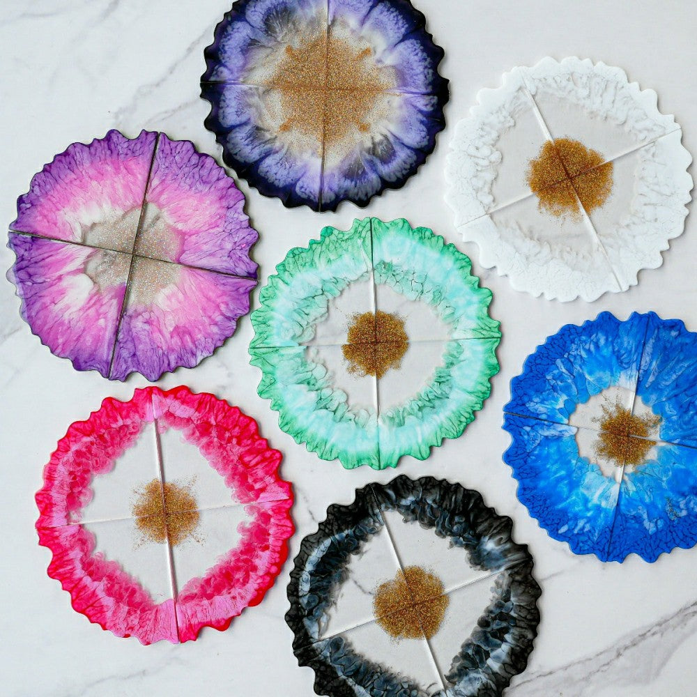 Plow & Hearth Agate Resin Coasters Kit