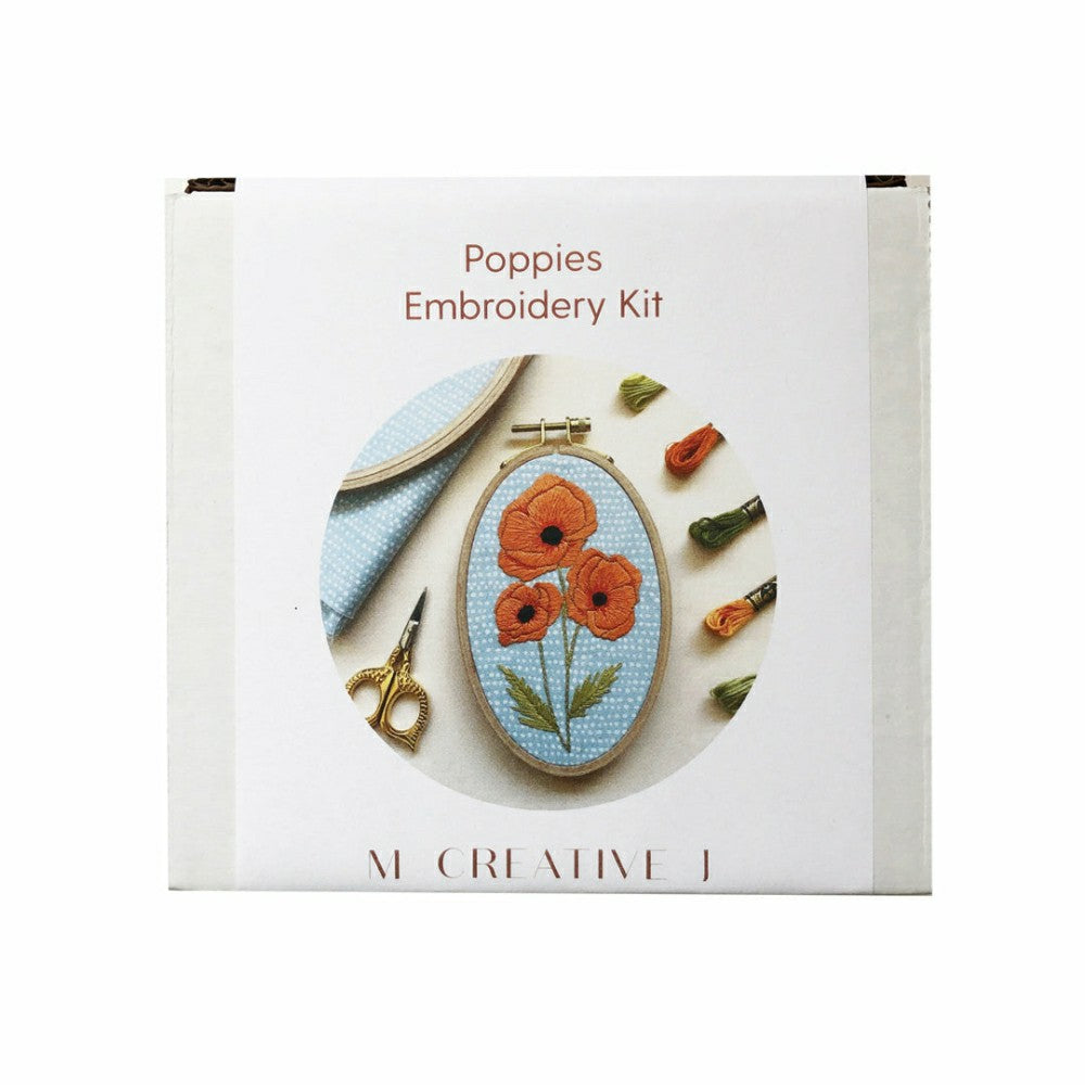 Plow & Hearth Poppies - Intermediate Floral Hand Embroidery Kit