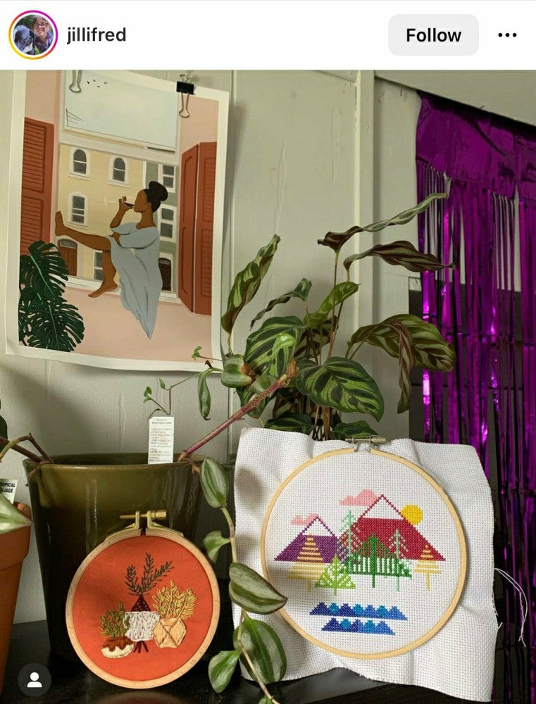 Plow & Hearth Happy Houseplant Trio - Intermediate Embroidery Kit