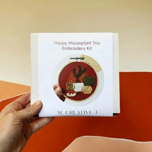Plow & Hearth Happy Houseplant Trio - Intermediate Embroidery Kit