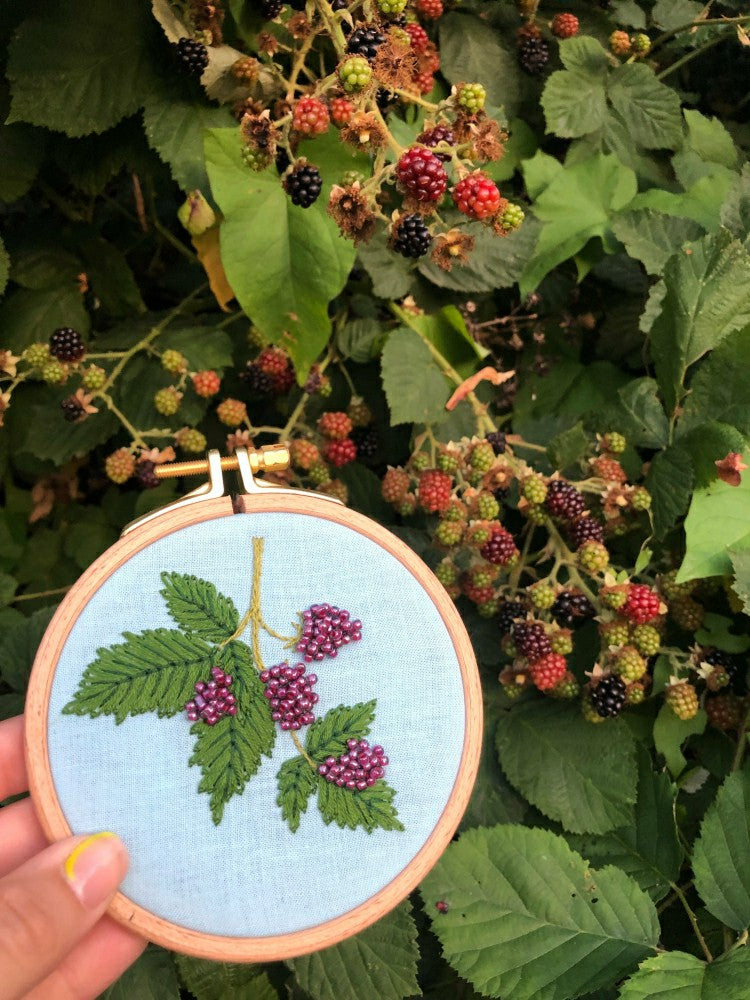 Plow & Hearth Beaded Berries - Botanical Embroidery Kit for Intermediate Stitchers