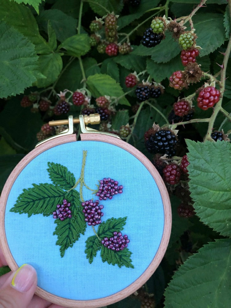Plow & Hearth Beaded Berries - Botanical Embroidery Kit for Intermediate Stitchers