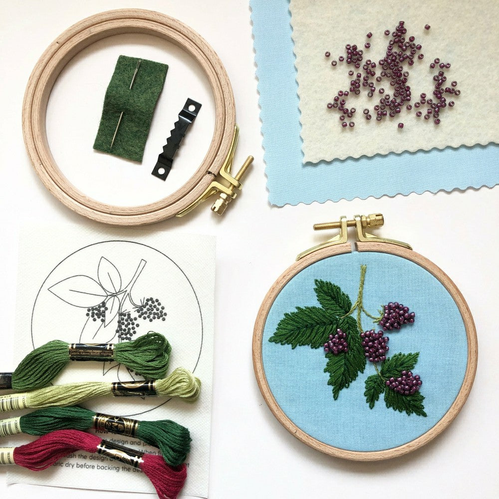 Plow & Hearth Beaded Berries - Botanical Embroidery Kit for Intermediate Stitchers