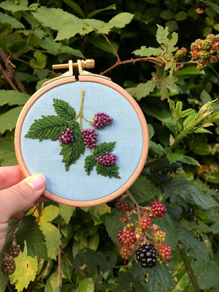Plow & Hearth Beaded Berries - Botanical Embroidery Kit for Intermediate Stitchers