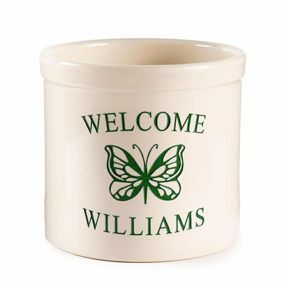 Plow & Hearth Personalized Stoneware Crock with Butterfly