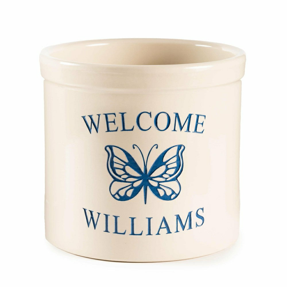 Plow & Hearth Personalized Stoneware Crock with Butterfly