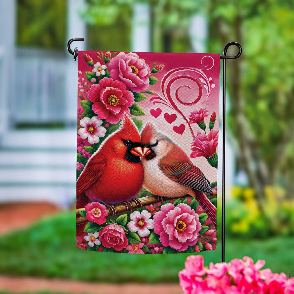 Plow & Hearth Cardinal Lovers Suede Garden Flag
