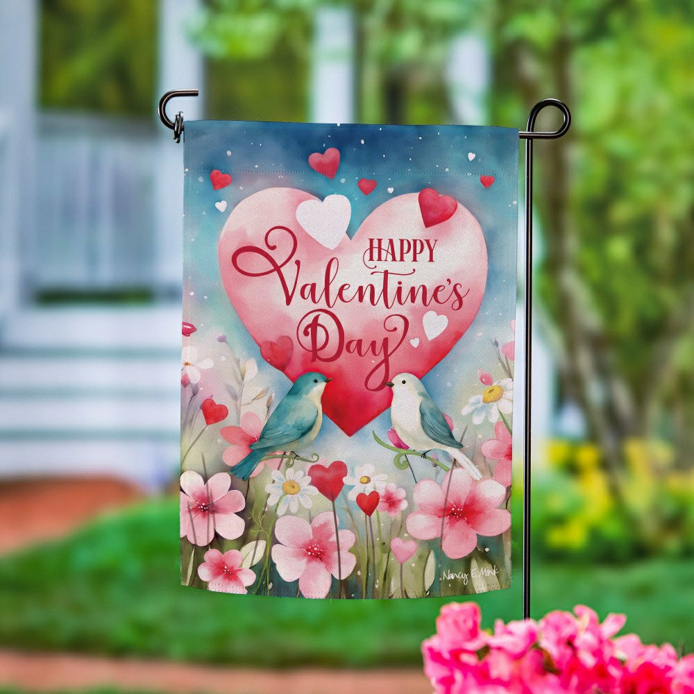 Plow & Hearth Lovebirds Suede Garden Flag