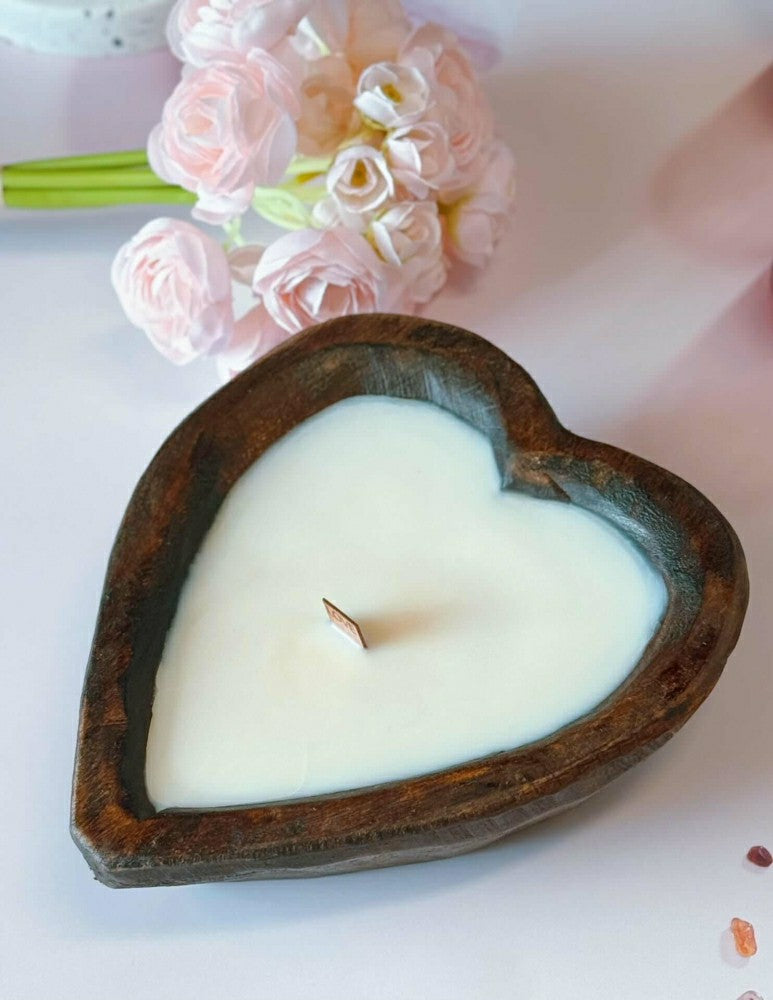 Plow & Hearth Endless Love Wooden Candle