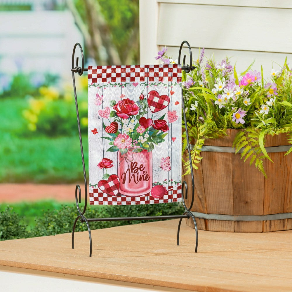 Plow & Hearth Be Mine Mason Jar Moire Garden Flag