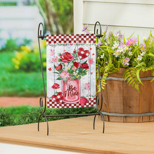 Plow & Hearth Be Mine Mason Jar Moire Garden Flag