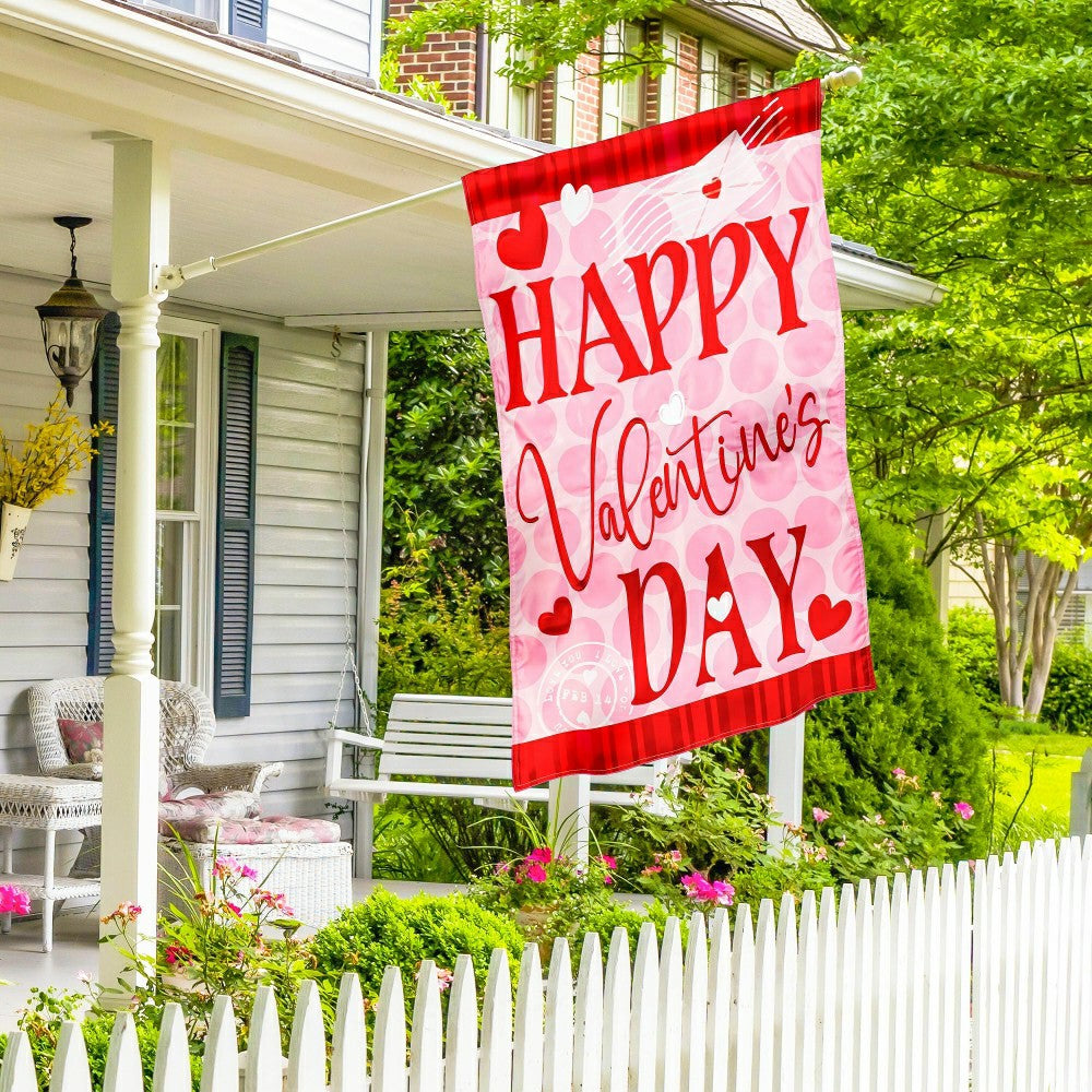 Plow & Hearth Happy Valentine's Day Hearts Applique Garden Flag