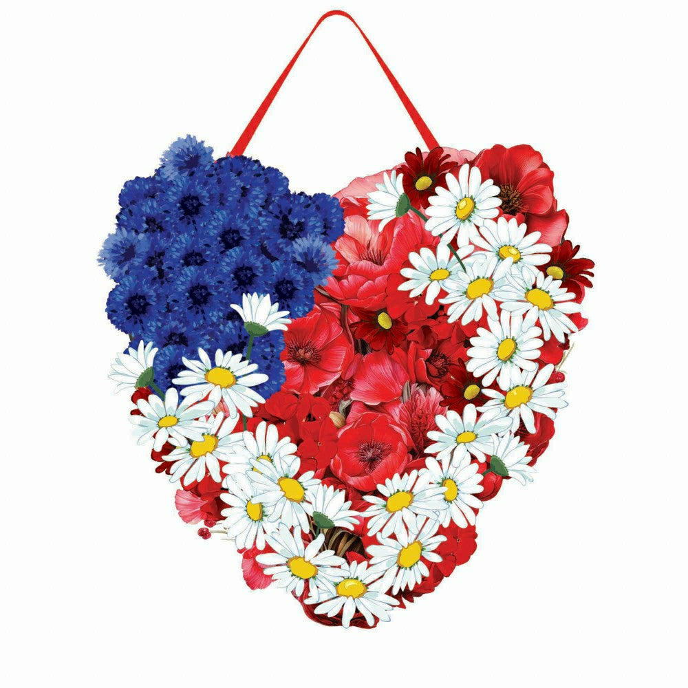 Plow & Hearth Valentine's Day Butterfly Heart & Patriotic Heart Reversible Door Deco