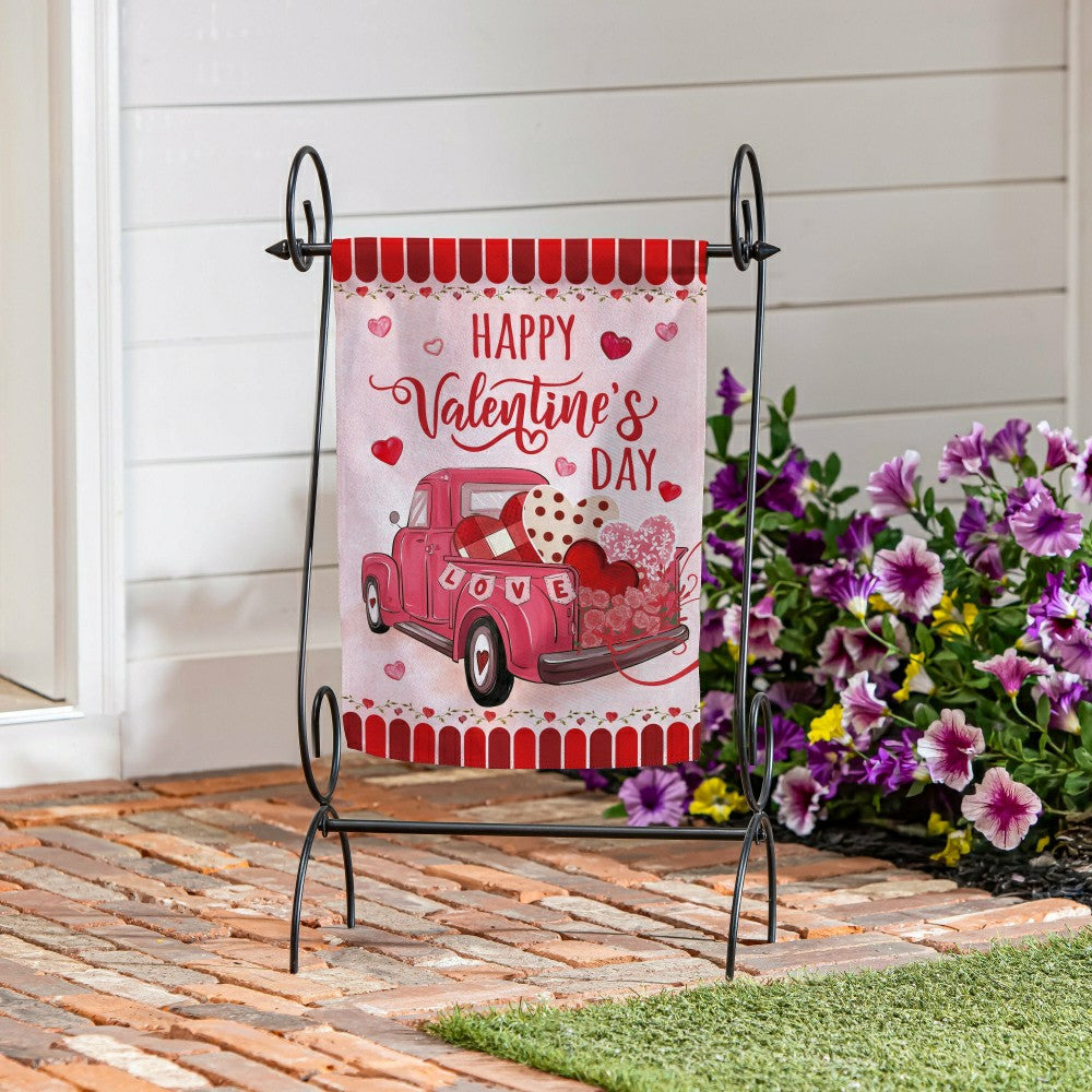 Plow & Hearth Truck Full Of Love Suede Garden Flag