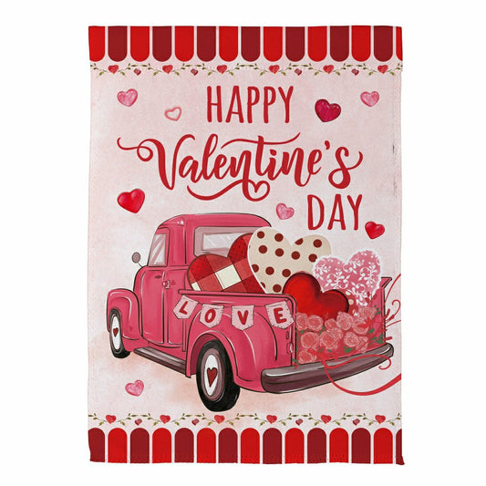 Plow & Hearth Truck Full Of Love Suede House Flag