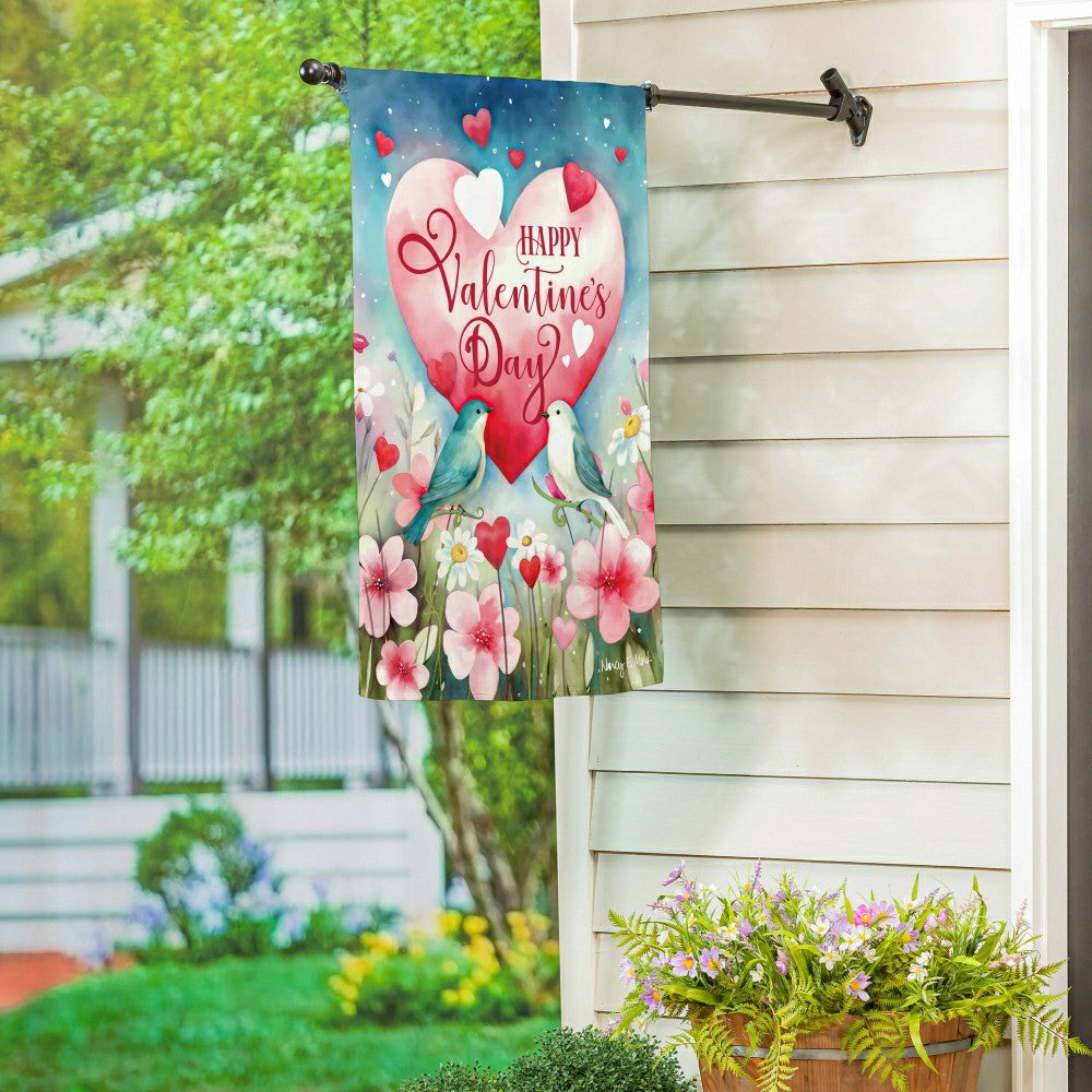 Plow & Hearth Lovebirds Suede House Flag