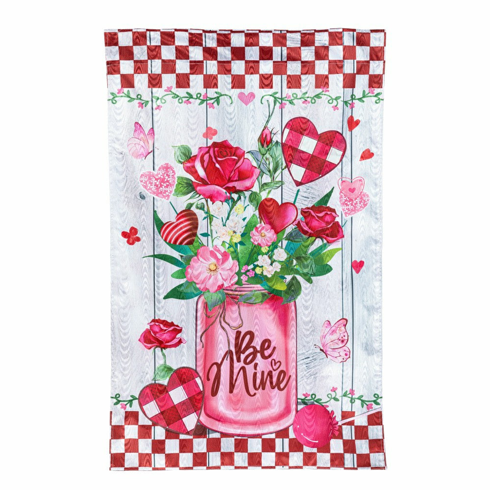 Plow & Hearth Be Mine Mason Jar Moire House Flag