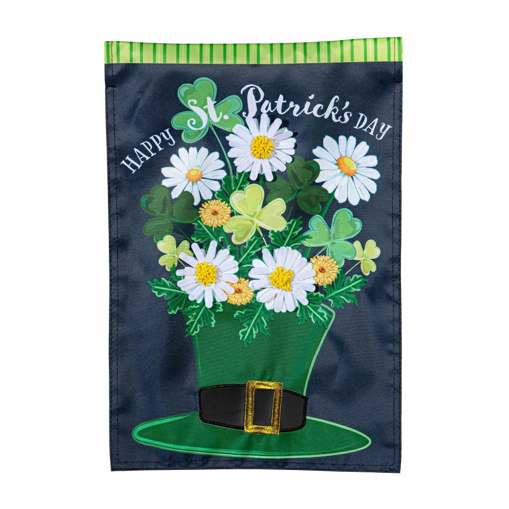 Plow & Hearth Happy St. Patrick's Day Floral Hat Applique Garden Flag