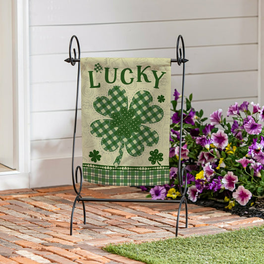 Plow & Hearth Lucky Clover Suede Garden Flag