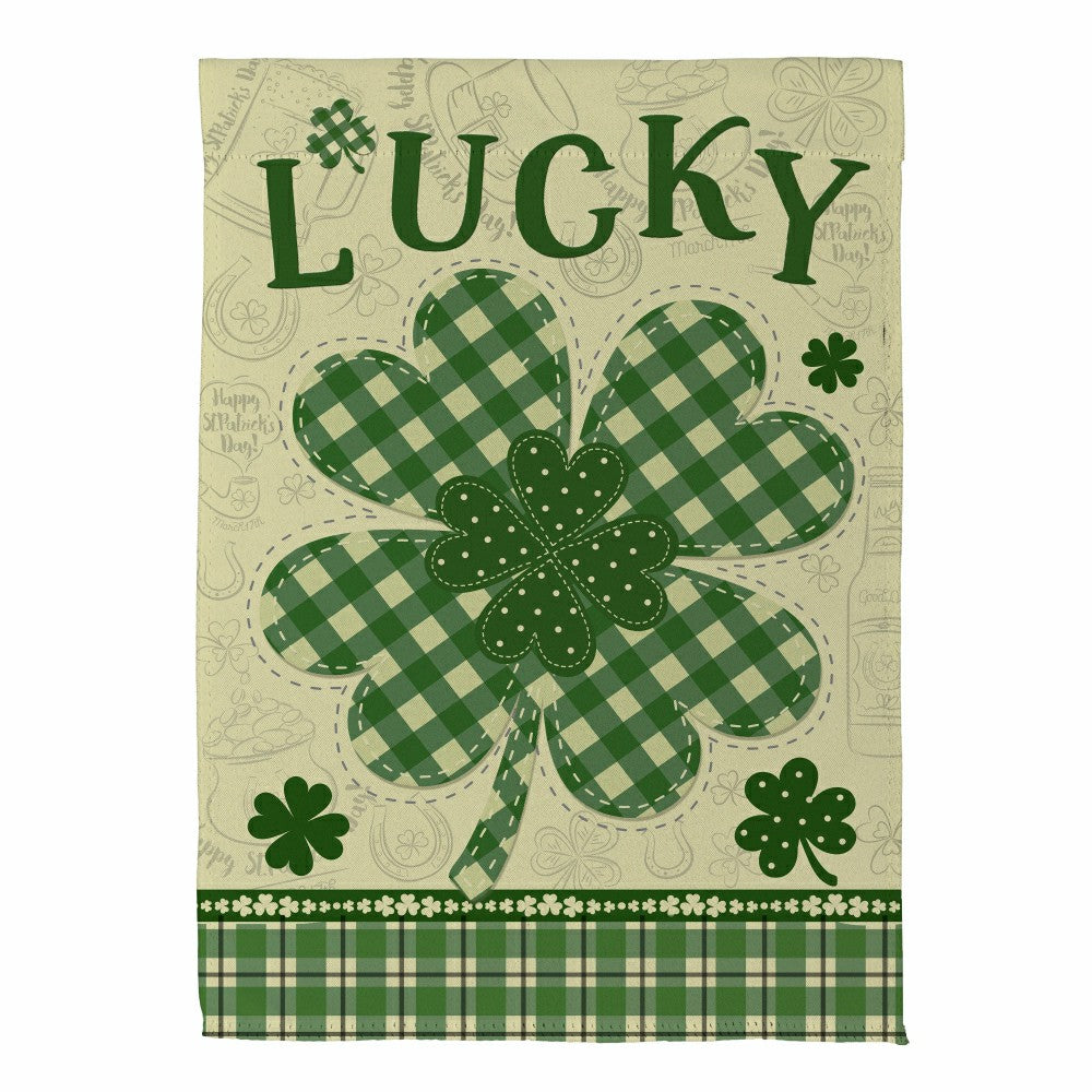 Plow & Hearth Lucky Clover Suede Garden Flag