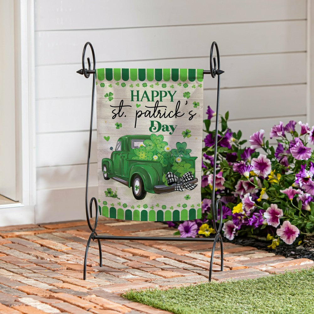 Plow & Hearth Happy St. Patrick's Day Truck Suede Garden Flag