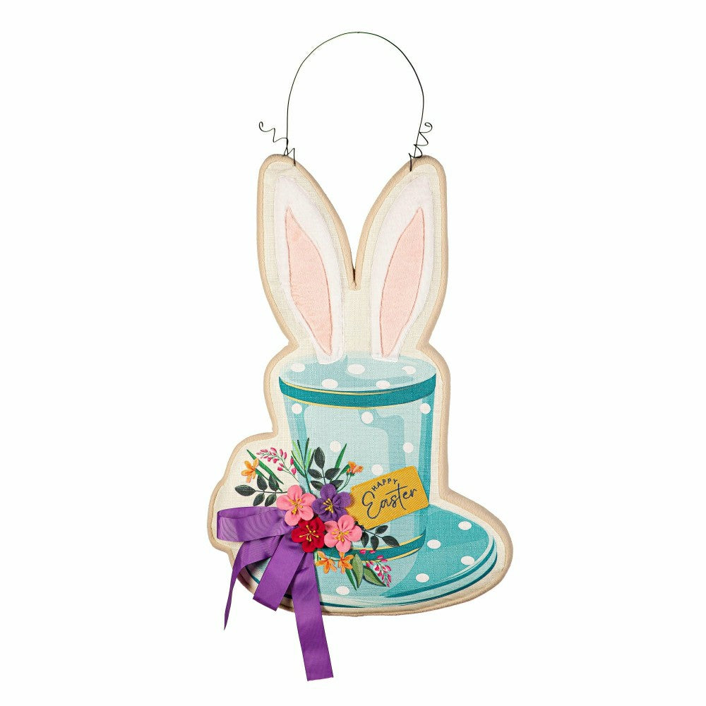 Plow & Hearth Happy Easter Floral Hat Estate Door Décor