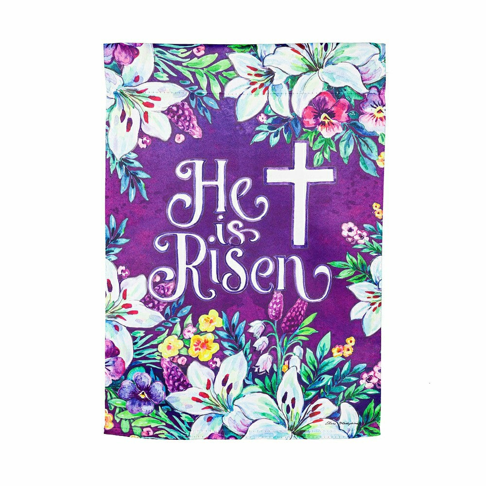 Plow & Hearth Floral Easter Cross Suede Garden Flag
