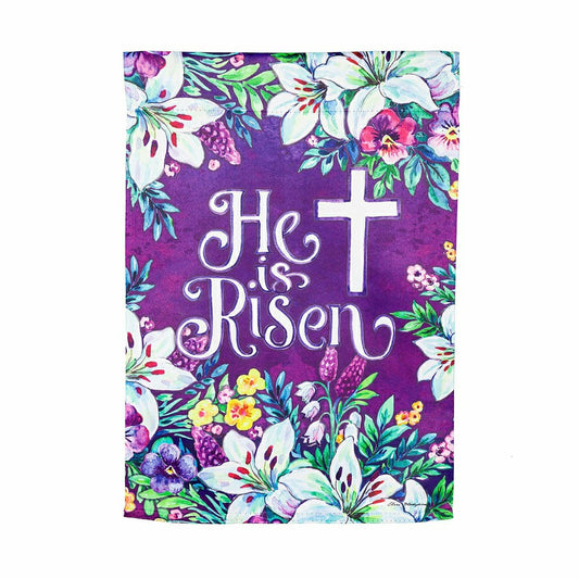 Plow & Hearth Floral Easter Cross Suede Garden Flag