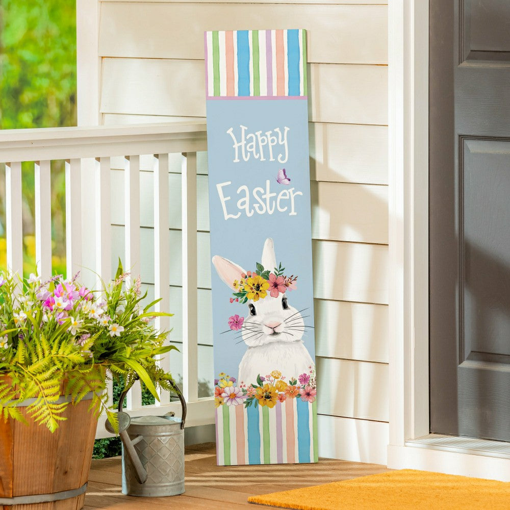 Plow & Hearth Bunny Blooms Garden Decor, Porch Leaner, Easter, 10.75" L x 46" H
