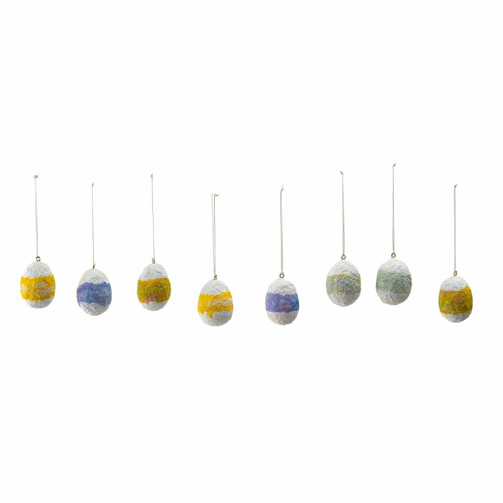 Plow & Hearth Fiber Mache Egg-shaped Ornaments, Set of 8